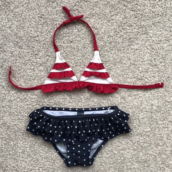 baby girl american flag bathing suit